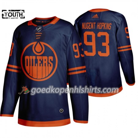 Edmonton Oilers Ryan Nugent-Hopkins 93 Adidas 2019-2020 Blauw Authentic Shirt - Kinderen